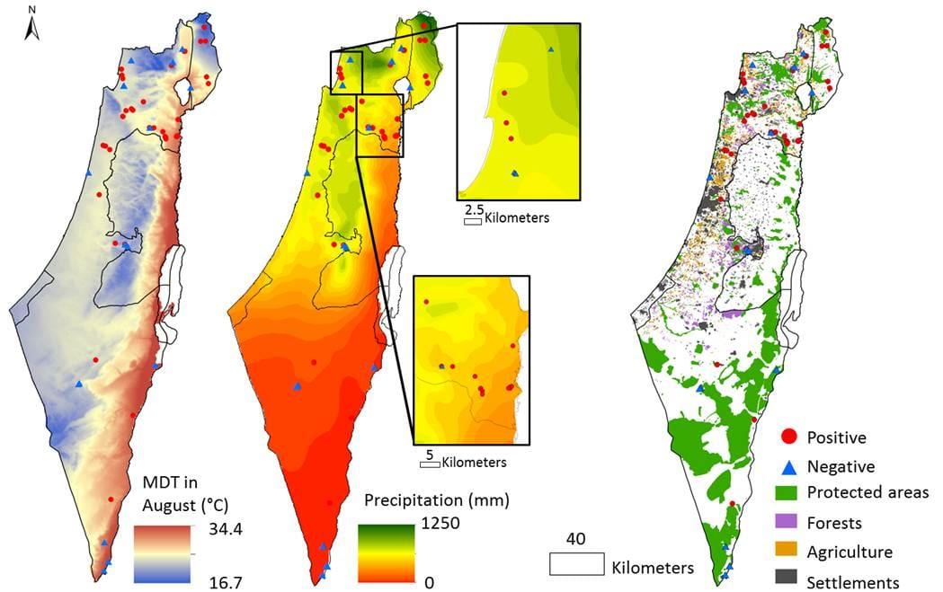 kort af ísrael loftslag