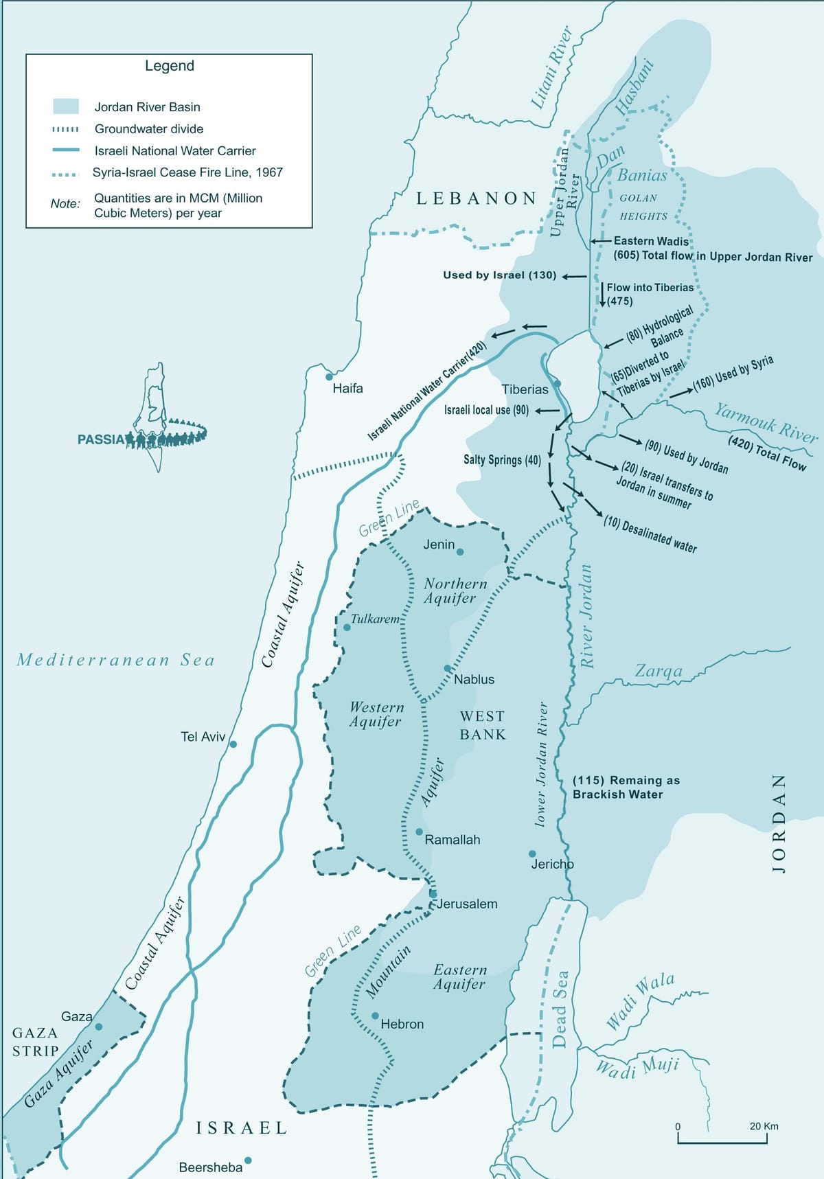 kort af ísrael river