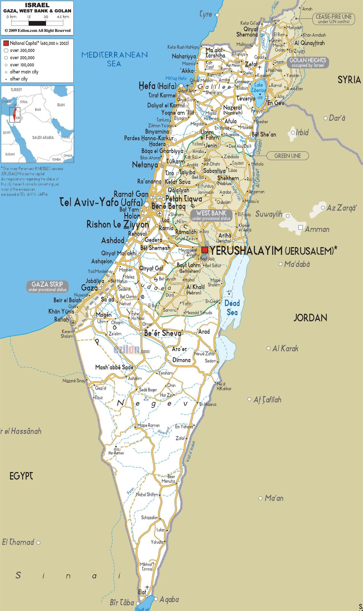 kort af ísrael vegi